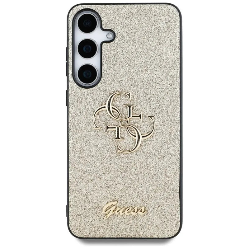 Guess Fixed Glitter Big 4G Metal Logo - dėklas Samsung Galaxy S25+ (auksinis)
