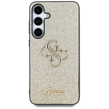 Guess Fixed Glitter Big 4G Metal Logo - dėklas Samsung Galaxy S25+ (auksinis)