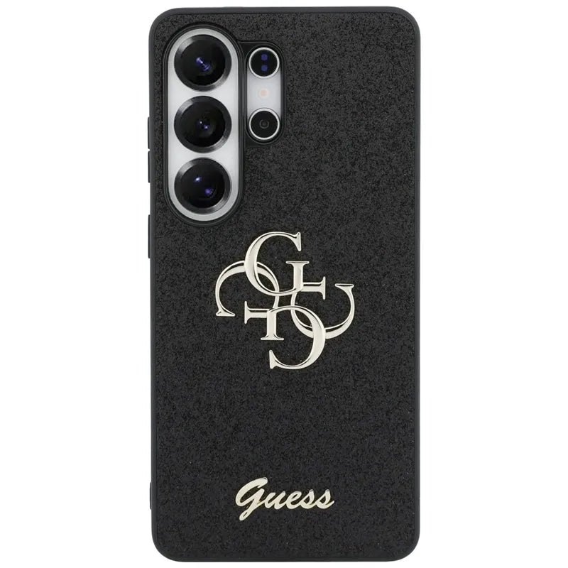 Guess Fixed Glitter Big 4G Metal Logo dėklas - Samsung Galaxy S26 Ultra (Juodas)