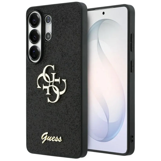 Guess Fixed Glitter Big 4G Metal Logo dėklas - Samsung Galaxy S26 Ultra (Juodas)