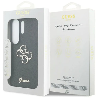 Guess Fixed Glitter Big 4G Metal Logo dėklas - Samsung Galaxy S26 Ultra (Juodas)