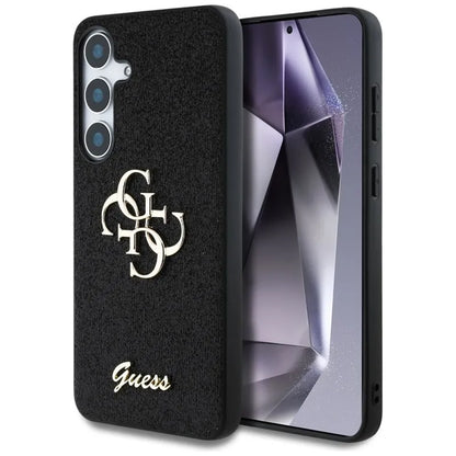 Guess Fixed Glitter Big 4G Metal Logo - dėklas, skirtas Samsung Galaxy S25+ (juodas)