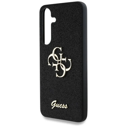 Guess Fixed Glitter Big 4G Metal Logo - dėklas, skirtas Samsung Galaxy S25+ (juodas)