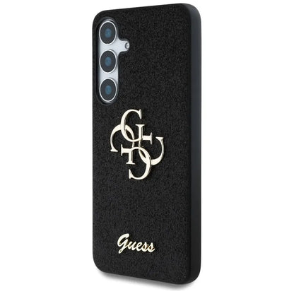 Guess Fixed Glitter Big 4G Metal Logo - dėklas, skirtas Samsung Galaxy S25+ (juodas)