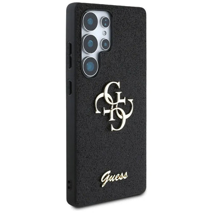 Guess Fixed Glitter Big 4G Metalinis Logotipas – Dėklas, skirtas „Samsung Galaxy S25 Ultra“ (juodas)