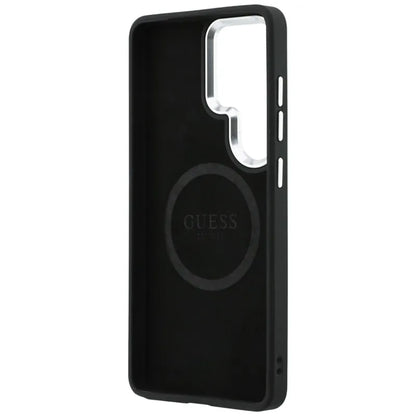 Guess Fixed Glitter Triangle MagSafe dėklas - Samsung Galaxy S26 Ultra (Juodas)
