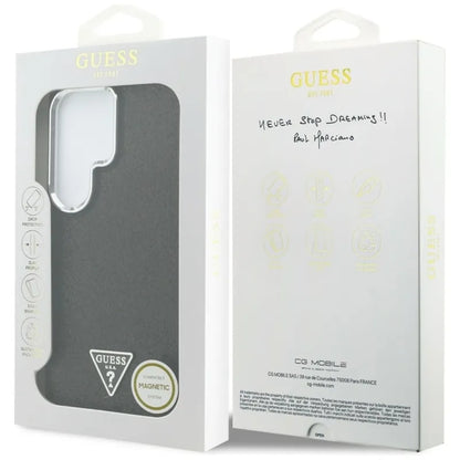 Guess Fixed Glitter Triangle MagSafe dėklas - Samsung Galaxy S26 Ultra (Juodas)