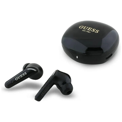 Guess Flat Classic Logo Electroplated – TWS ausinės + įkrovimo dėklas (juodas)