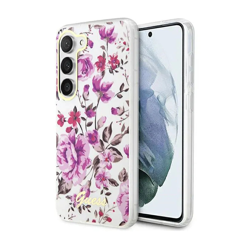 Guess Flower Collection - dėklas Samsung Galaxy S23 (baltas)