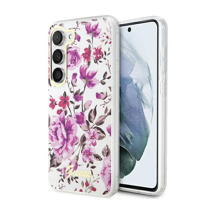 Guess Flower Collection - dėklas Samsung Galaxy S23 (baltas)