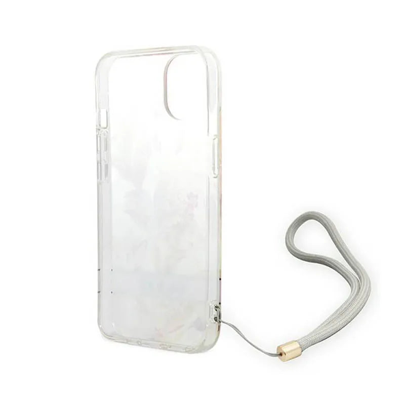 Guess Flower Cord – Dėklas iPhone 14 Plus (violetinis)