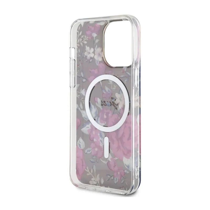 Guess Flower MagSafe - dėklas iPhone 14 Pro Max (žalias)