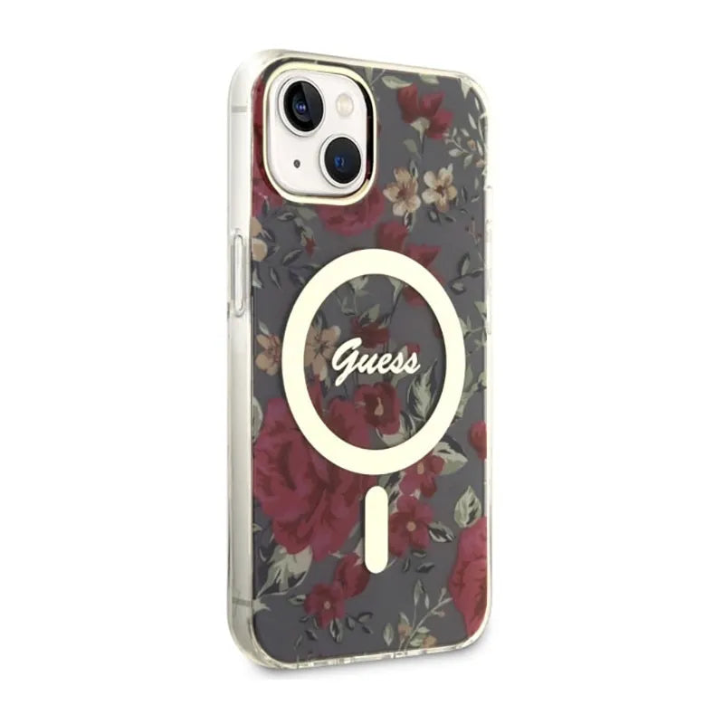 Guess Flower MagSafe – dėklas iPhone 14 (žalias)