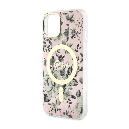Guess Flower MagSafe – Dėklas, skirtas iPhone 14 Plus (rožinis)