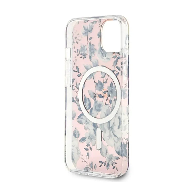Guess Flower MagSafe – Dėklas, skirtas iPhone 14 Plus (rožinis)