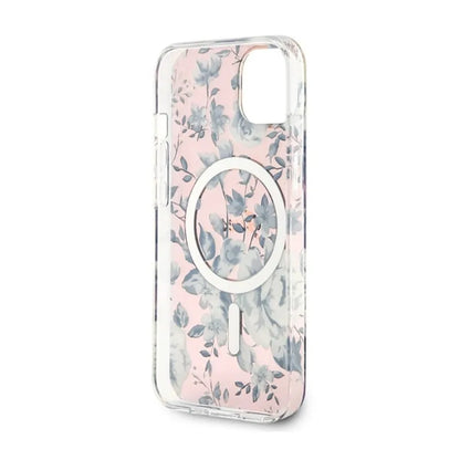 Guess Flower MagSafe – Dėklas, skirtas iPhone 14 Plus (rožinis)