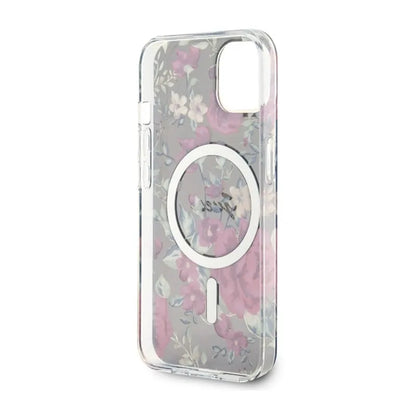 Guess Flower MagSafe – dėklas, skirtas iPhone 14 Plus (žalias)