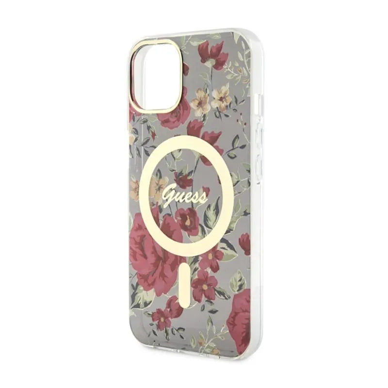 Guess Flower MagSafe – dėklas, skirtas iPhone 14 Plus (žalias)