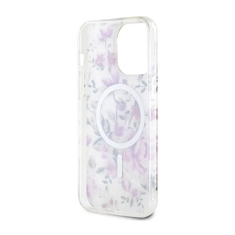Guess Flower MagSafe – dėklas, skirtas iPhone 14 Pro Max (skaidrus)