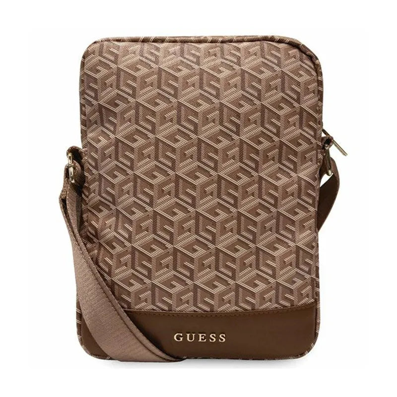 Guess GCube Stripe planšetinio kompiuterio krepšys - 10 colių planšetinio kompiuterio krepšys (ruda)