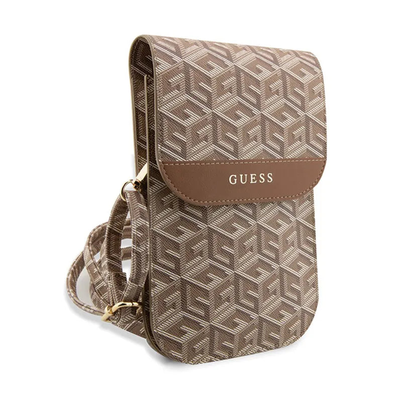 Guess GCube Stripe telefono krepšys - Krepšys su išmaniojo telefono skyriumi (Ruda)