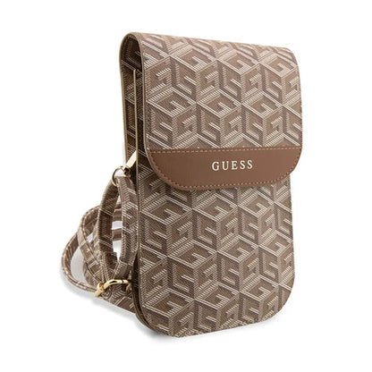 Guess GCube Stripe telefono krepšys - Krepšys su išmaniojo telefono skyriumi (Ruda)