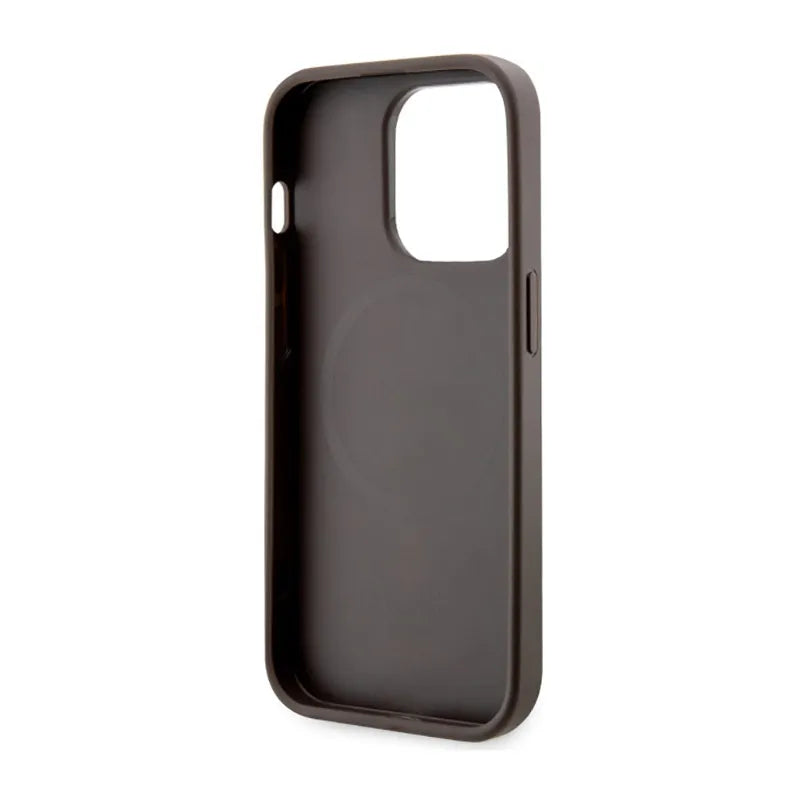 Guess GCube Stripes MagSafe – Dėklas, skirtas „iPhone 14 Pro Max“ (ruda)