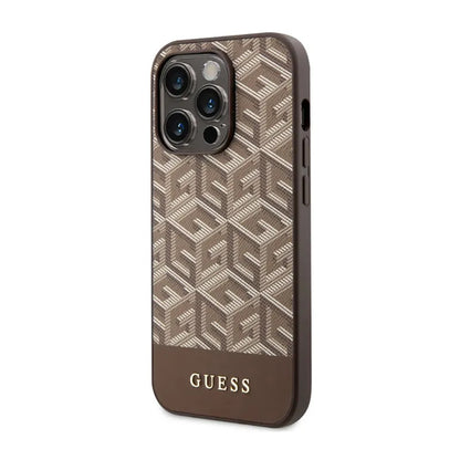 Guess GCube Stripes MagSafe – dėklas skirtas iPhone 14 Pro (rudas)