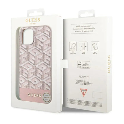 Guess GCube Stripes MagSafe – iPhone 14 Plus dėklas (rožinis)