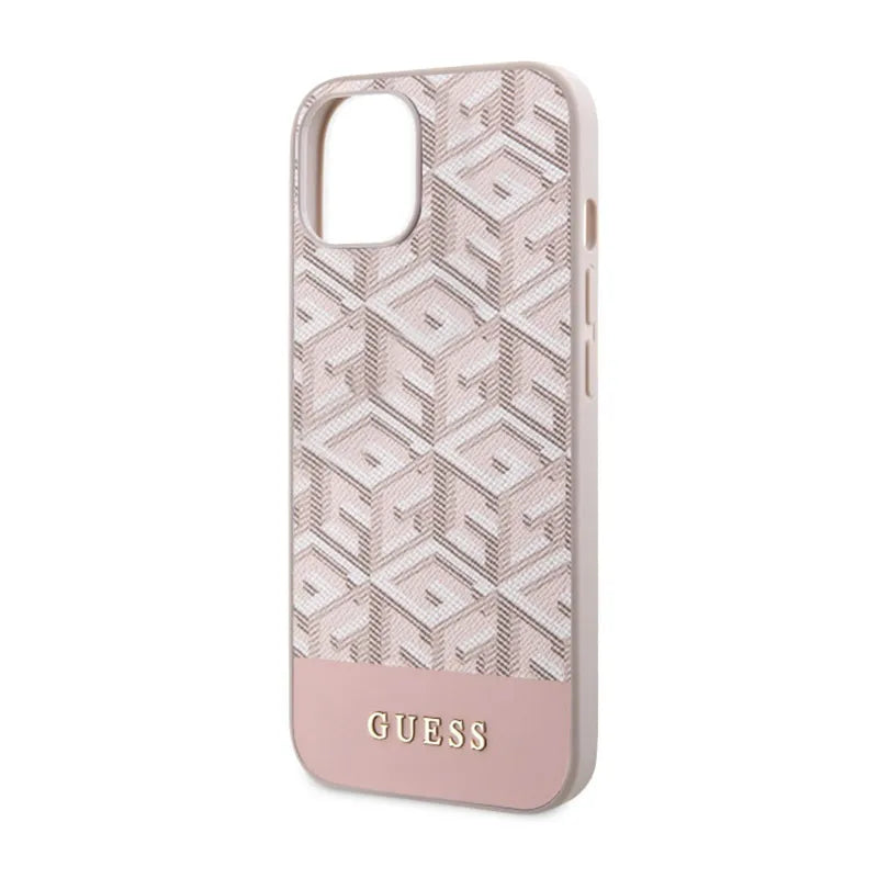 Guess GCube Stripes MagSafe – iPhone 14 Plus dėklas (rožinis)