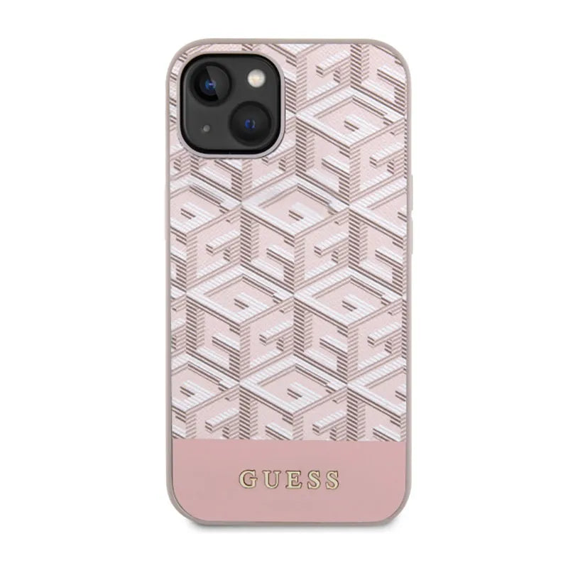 Guess GCube Stripes MagSafe – iPhone 14 Plus dėklas (rožinis)