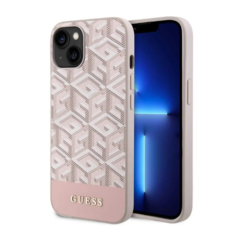 Guess GCube Stripes MagSafe – iPhone 14 Plus dėklas (rožinis)