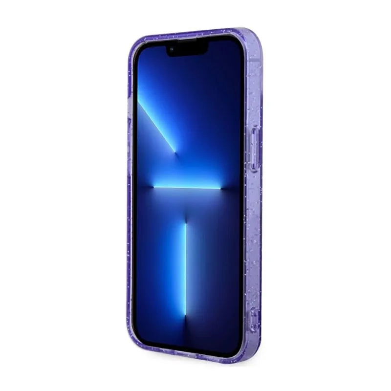 Guess Glitter Gold MagSafe – „iPhone 14 Plus“ dėklas (violetinis)