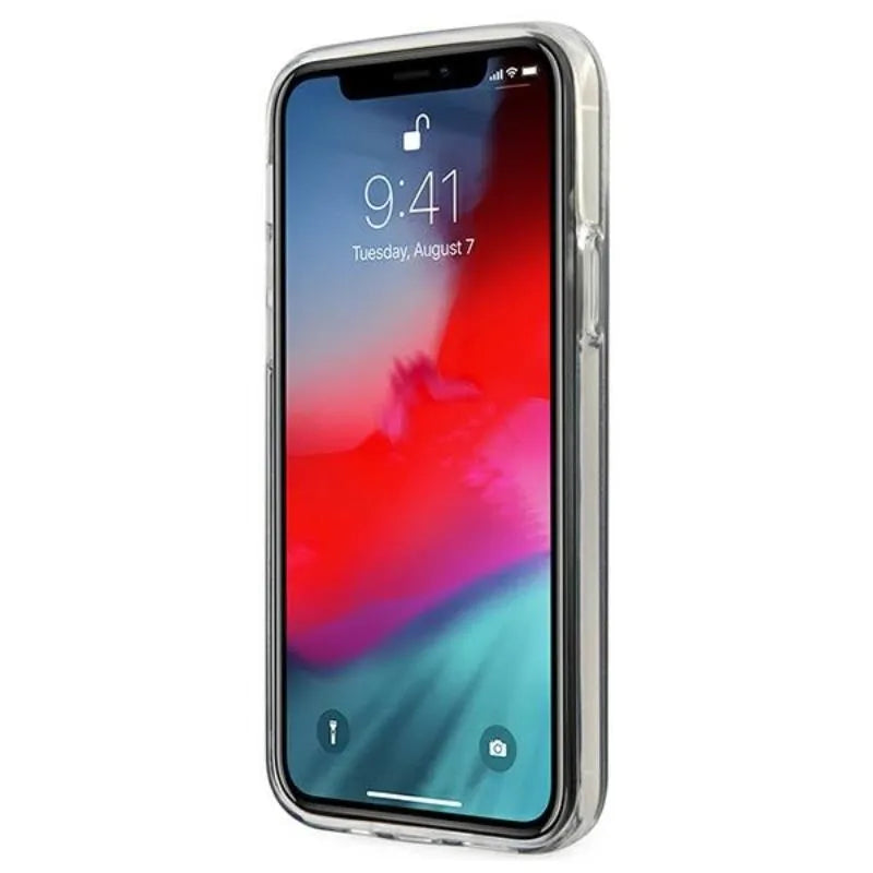 Guess Glitter Gradient Script - dėklas skirtas iPhone 12 Pro Max (juodas)
