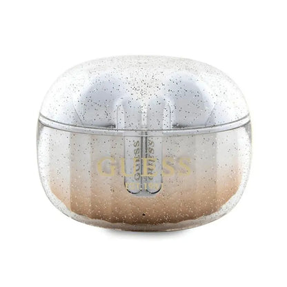 Guess Glitter Gradient – TWS "Bluetooth" ausinės + įkrovimo dėklas (auksinis)