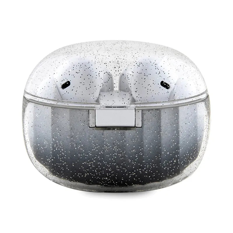 Guess Glitter Gradient – TWS „Bluetooth“ ausinės + įkrovimo dėklas (juoda)