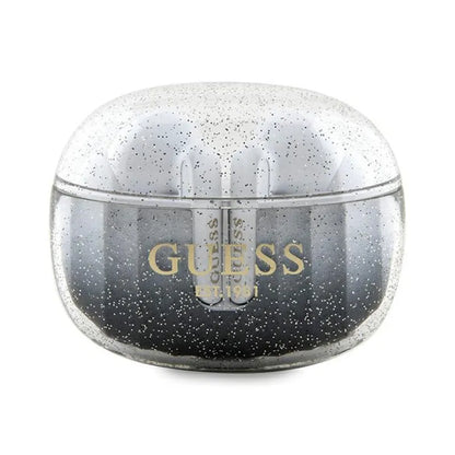 Guess Glitter Gradient – TWS „Bluetooth“ ausinės + įkrovimo dėklas (juoda)