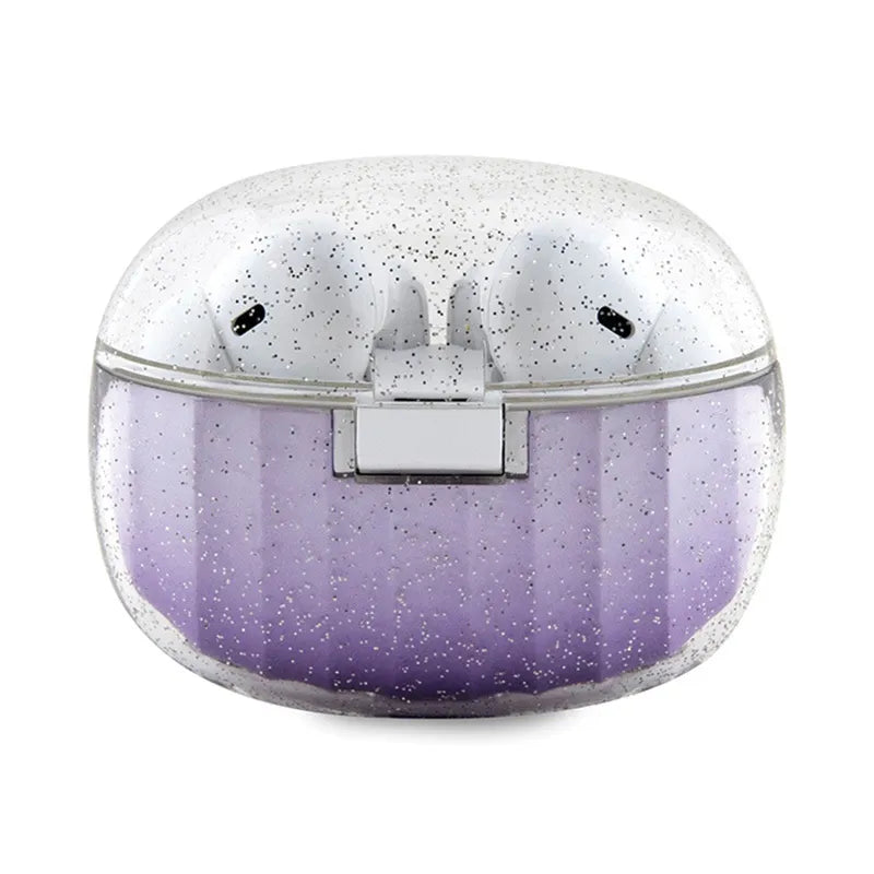 Guess Glitter Gradient - TWS „Bluetooth“ ausinės + įkrovimo dėklas (violetinis)