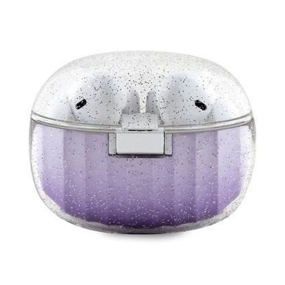 Guess Glitter Gradient - TWS „Bluetooth“ ausinės + įkrovimo dėklas (violetinis)