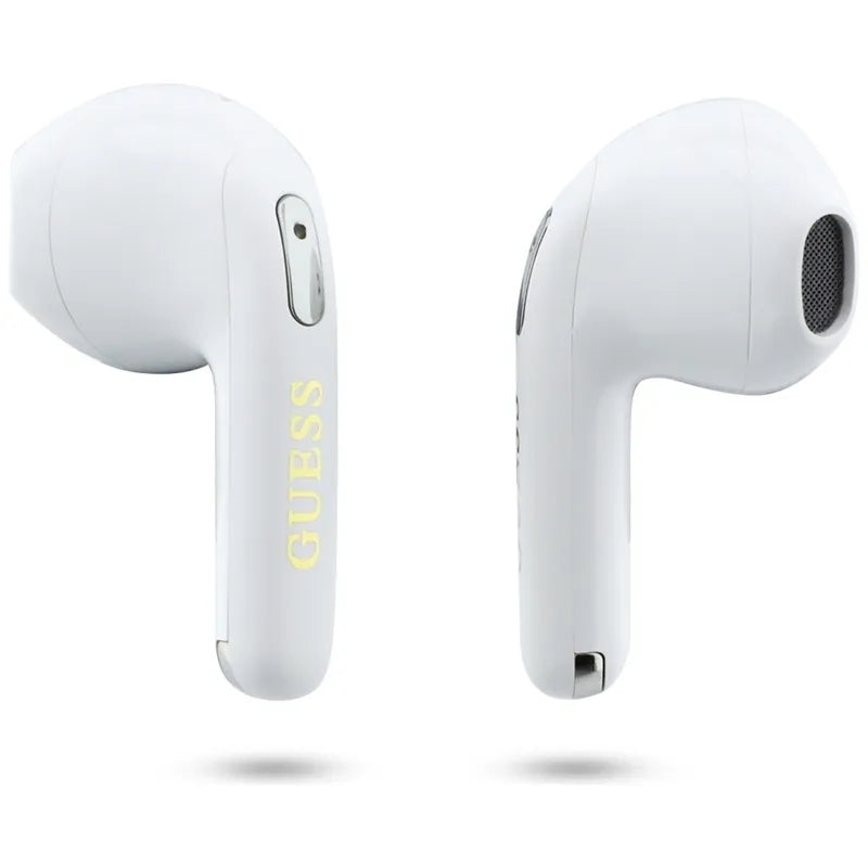 Guess Gold Line Triangle – TWS „Bluetooth“ ausinės + įkrovimo dėklas (baltos spalvos)