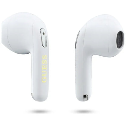 Guess Gold Line Triangle – TWS „Bluetooth“ ausinės + įkrovimo dėklas (baltos spalvos)