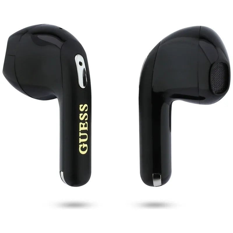 Guess Gold Line Triangle – TWS „Bluetooth“ ausinės su įkrovimo dėklu (juodos spalvos)
