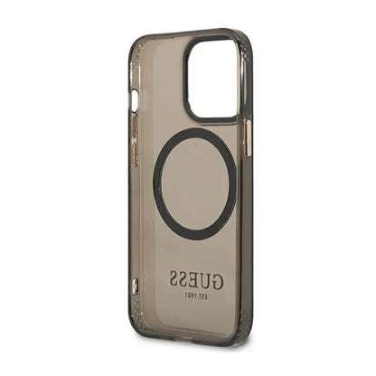 Guess Gold Outline Translucent MagSafe - iPhone 13 Pro Max dėklas (juodas)