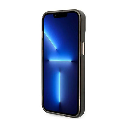 Guess Gold Outline Translucent MagSafe – „iPhone 14 Plus“ dėklas (juodas)