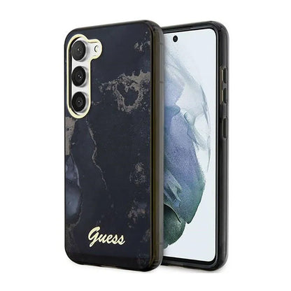 Guess Golden Marble kolekcija – dėklas Samsung Galaxy S23 (juodas)