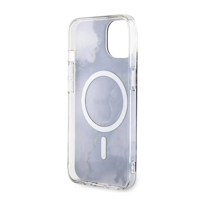 Guess Golden Marble MagSafe – Dėklas, skirtas „iPhone 14“ (Violetinis)