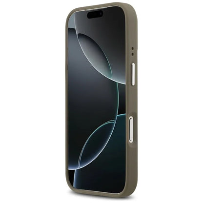 Guess Grained Big 4G Classic Logo dėklas iPhone 17 Pro (rudos spalvos)