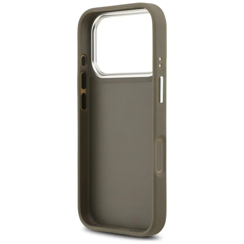 Guess Grained Big 4G Classic Logo dėklas iPhone 17 Pro (rudos spalvos)