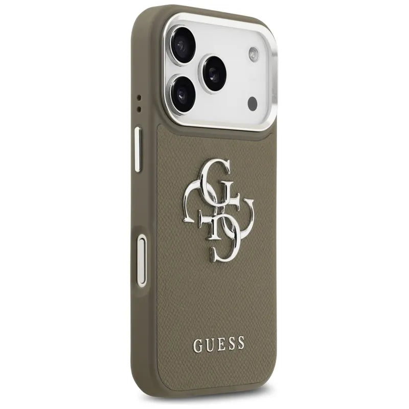 Guess Grained Big 4G Classic Logo dėklas iPhone 17 Pro (rudos spalvos)