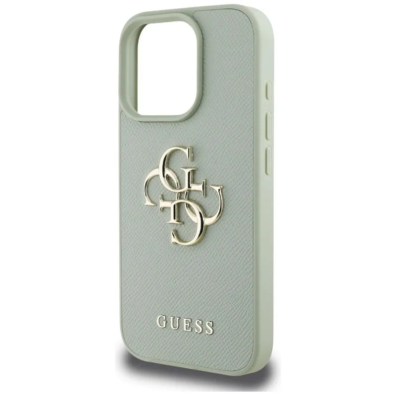 Guess Grained Big 4G Logo Small Classic Logo – dėklas iPhone 16 Pro Max (žalias)